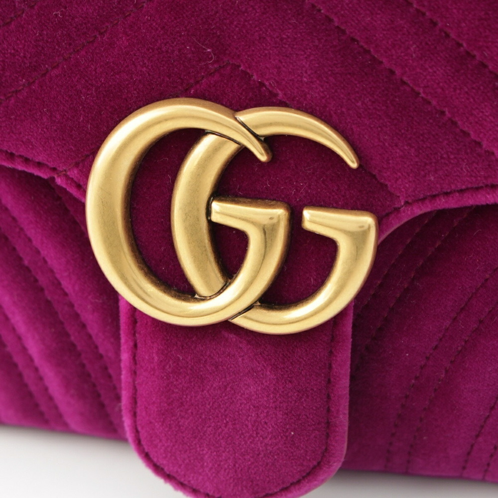 Gucci Velour Chain Pink GG Shoulder Bag Marmont - Picture 7 of 10
